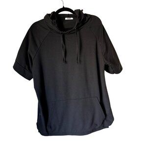 Coofandy Mens Black Hoodie Short Sleeve Pullover With Front Pocket XL Cotton Ble